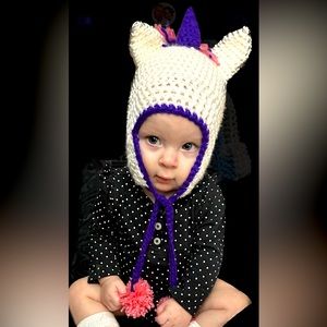 Handmade crocheted unicorn hat